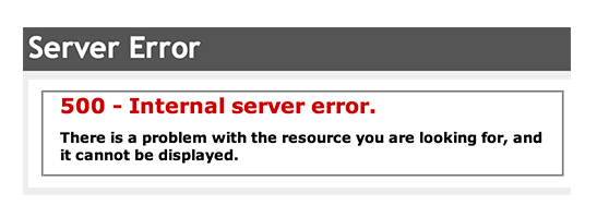 500 internal server error