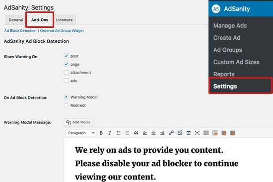 wordpress adblock