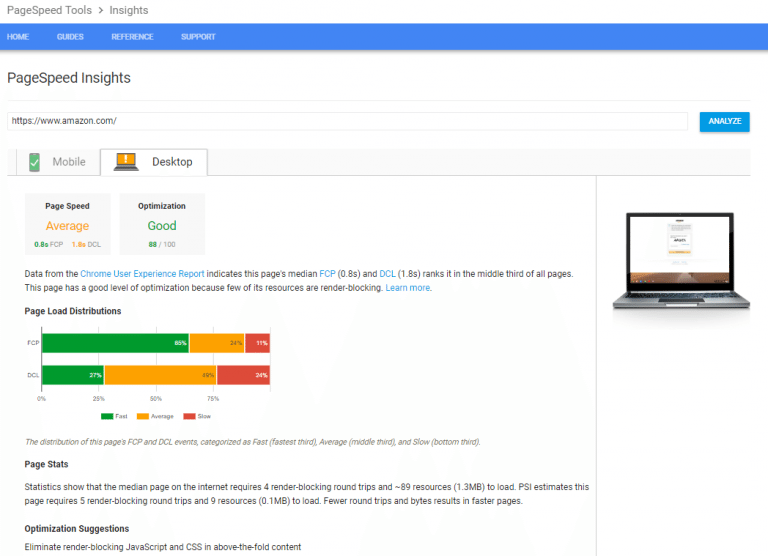 analysis Page Speed Insights