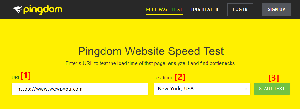 Pingdom speed test tool