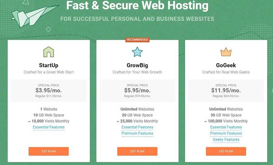 siteground pricing plans