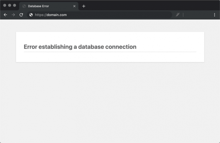 error establishing a database connection