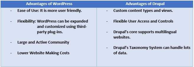 Advantage of WordPress & Drupal