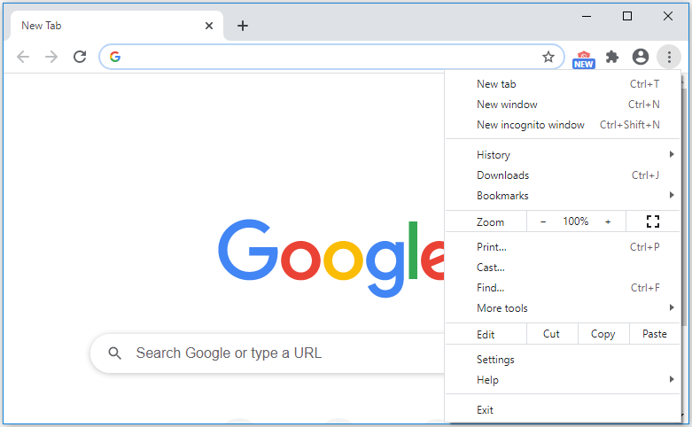 chrome menu