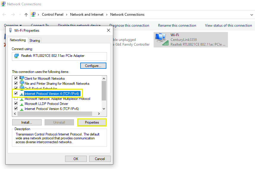 .ipv4 properties windows