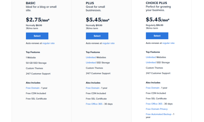 bluehost pricing